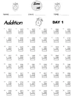 Aperçu - Feuilles d'exercices - Addition and Subtraction Worksheets, 100 days of practice tests,4&5th Grade Math - Page 1