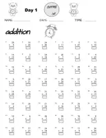 Aperçu - Feuilles d'exercices - Addition and Subtraction Worksheets,100 days of practice tests, 1st Grade Math - Page 1