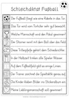Vorschau - Arbeitsblätter - Schleichdiktat | Laufdiktat | Fußball | kostenlos - Seite 1
