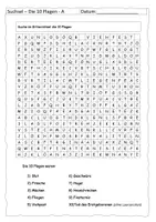 Vorschau - Arbeitsblätter - Gitterrätsel: 10 Plagen (2-fach differenziert) - mit Lösung - Deckblatt