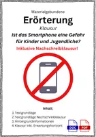 Vorschau - Arbeitsblätter - Klassenarbeit: Textgebundene Erörterung: Ist das Smartphone eine Gefahr für Kinder und Jugendliche? Inkl. Text für Nachschreibklausur! - Deckblatt