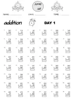 Aperçu - Feuilles d'exercices - Addition and Subtraction Worksheets, 100 days of practice tests, 2nd Grade Math - Page 1