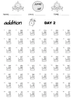 Aperçu - Feuilles d'exercices - Addition and Subtraction Worksheets, 100 days of practice tests, 2nd Grade Math - Page 2