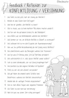 Vorschau - Aufgabenkarten - 20 Feedback Fragen zur Konfliktlösung / Streitschlichtung - Seite 1