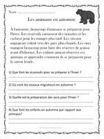 Aperçu - Feuilles d'exercices - Compréhension de lecture - Automne (10 textes) - Page 1