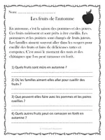 Aperçu - Feuilles d'exercices - Compréhension de lecture - Automne (10 textes) - Page 2
