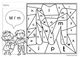 Vorschau - Arbeitsblätter - Buchstaben - Suchsel zum Buchstaben M - Seite 1
