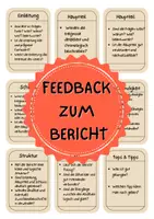Vorschau - Merkblätter - Bericht schreiben - Feedbackkarten - Kriterien für Rückmeldung (Klasse 6/7/8) - Deckblatt