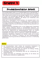 Vorschau - Stundenentwürfe - Produktionsfaktoren Gruppenarbeit: Volks- und Betriebswirtschaftslehre - Seite 1