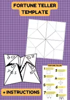 förhandsvisning - Pappersloppa/Fortune Teller Template + Instructions - försättsblad
