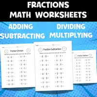 Aperçu - Feuilles d'exercices - Fractions Worksheets:Adding-Subtracting-Dividing-Multiplying - Page de couverture