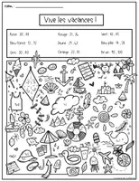 Aperçu - Apprentissages en autonomie - Coloriage de fin d'année (multiplications & classes de mots) - Page 1