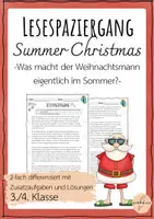 Vorschau - Arbeitsblätter - Lesespaziergang Summer Christmas Sommer Weihnachtsmann 3./4. Klasse Leseförderung - Deckblatt