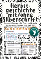 Vorschau - Arbeitsblätter - Herbstgeschichte mit/ohne Silbenschrift, Thema "blind sein" - Deckblatt