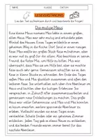 Vorschau - Arbeitsblätter - Leseverständnis 2. Klasse "Die mutige Maus" - Deckblatt