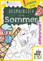 Vorschau - Mal- und Bastelvorlagen - 4 x 15 Sommer-Ausmalbilder (differenziert) - Deckblatt