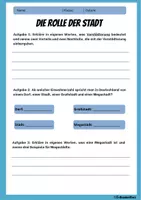 Vorschau - Arbeitsblätter - Verstädterung: Vor- und Nachteile + Unterteilung Dorf / Stadt / Großstadt / Megastadt - Erdkunde für die Sek 1 - Deckblatt