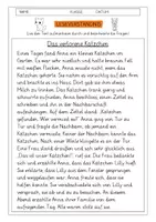 Vorschau - Arbeitsblätter - Leseverständnis 2. Klasse "Das verlorene Kätzchen" - Deckblatt