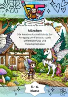 Vorschau - Arbeitsblätter - Märchen 10x Kreative Ausmalbilder🏰 Zur Anregung der Fantasie, sowie Differenzierung und Freiarbeitsphasen - Deckblatt