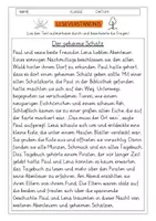 Vorschau - Arbeitsblätter - Leseverständnis 2. Klasse "Der geheime Schatz" - Deckblatt