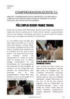 Aperçu - Feuilles d'exercices - Pole emploi devient France Travail / Compréhension écrite / C1 - Page 1