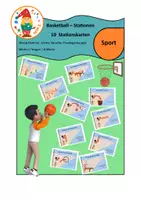 Vorschau - Stationenlernen - 10 Basketball Stationskarten - Deckblatt