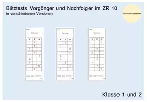 Vorschau - Test - Blitztest_Mathe_Vorgänger und Nachfolger_ZR10 - Deckblatt