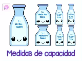 Vista previa - Decoración del aula - MEDIDAS DE CAPACIDAD Y MASA LÁPIZ LILA v3 - página 1