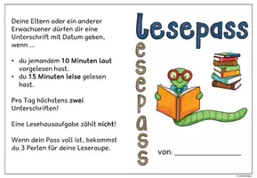 Vorschau - Arbeitsblätter - Lesepass (Klasse 1-4) - Seite 1