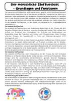 Vorschau - Arbeitsblätter - Stoffwechsel Grundlagen: Funktionen, Ernährung - Seite 1