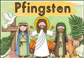 Vorschau - Präsentationen/Tafelbilder - Themenplakat: Pfingsten (mit Arbeitsblatt) - Seite 1