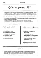 Aperçu - Feuilles d'exercices - Comment les "large language models" opèrent-ils? (LLM's) - Page 1