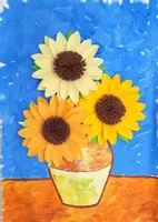 Vorschau - Stundenentwürfe - Kunst im Herbst: "3D Sonnenblumen in Vase" Vincent van Gogh (Malen wie die großen Künstler) - Seite 1