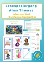 Vorschau - Arbeitsblätter - Lesespaziergang Alma Thomas und Arbeitsauftrag Kunstpraxis - Deckblatt