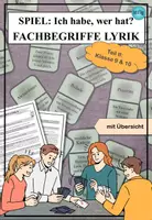 Vorschau - Spiele - Fachbegriffe LYRIK II - Merkblatt & Spiel ICH HABE WER HAT für die Mittelstufe - Deckblatt