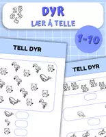forhåndsvisning - 🦁 Dyretelling moro: Telling fra 1 til 10! 🔟 - omslagsark