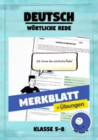 Vorschau - Arbeitsblätter - Merkblatt: Satzzeichen bei wörtlicher Rede (+ Übungen mit Lösungen) - Deckblatt