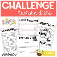 Aperçu - Feuilles d'exercices - Challenge - Défi Lecture d' été - Page de couverture