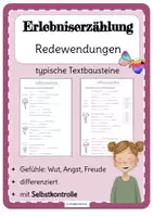 Vorschau - Arbeitsblätter - Erlebniserzählung Redewendungen Gefühle - Deckblatt