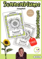 Vorschau - Mal- und Bastelvorlagen - Freebie: gratis Ausmalbild Sonnenblumen | Helianthus annuus - Deckblatt
