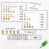 Aperçu - Cartes / Images - Additionne et soustrais les animaux - Page de couverture