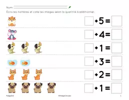Aperçu - Cartes / Images - Additionne et soustrais les animaux - Page 2