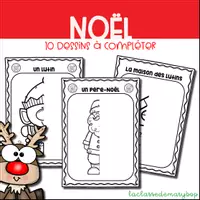 Aperçu - Feuilles d'exercices - Noël - 10 dessins à compléter - Page de couverture
