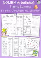 Vorschau - Arbeitsblätter - Nomen Arbeitsheft, Thema Sommer - Deckblatt