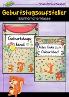 Vorschau - Poster - Geburtstagsaufsteller - Eichhörnchen für die Eichhörnchenklasse - Deckblatt