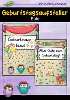Vorschau - Poster - Geburtstagsaufsteller - Eule für die Eulenklasse - Deckblatt