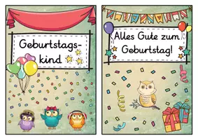 Vorschau - Poster - Geburtstagsaufsteller - Eule für die Eulenklasse - Seite 1