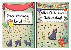Vorschau - Poster - Geburtstagsaufsteller - Katze für die Katzenklasse - Seite 1