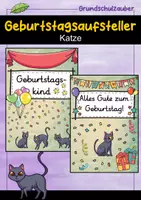 Vorschau - Poster - Geburtstagsaufsteller - Katze für die Katzenklasse - Deckblatt