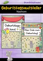 Vorschau - Poster - Geburtstagsaufsteller - Nashorn für die Nashornklasse - Deckblatt